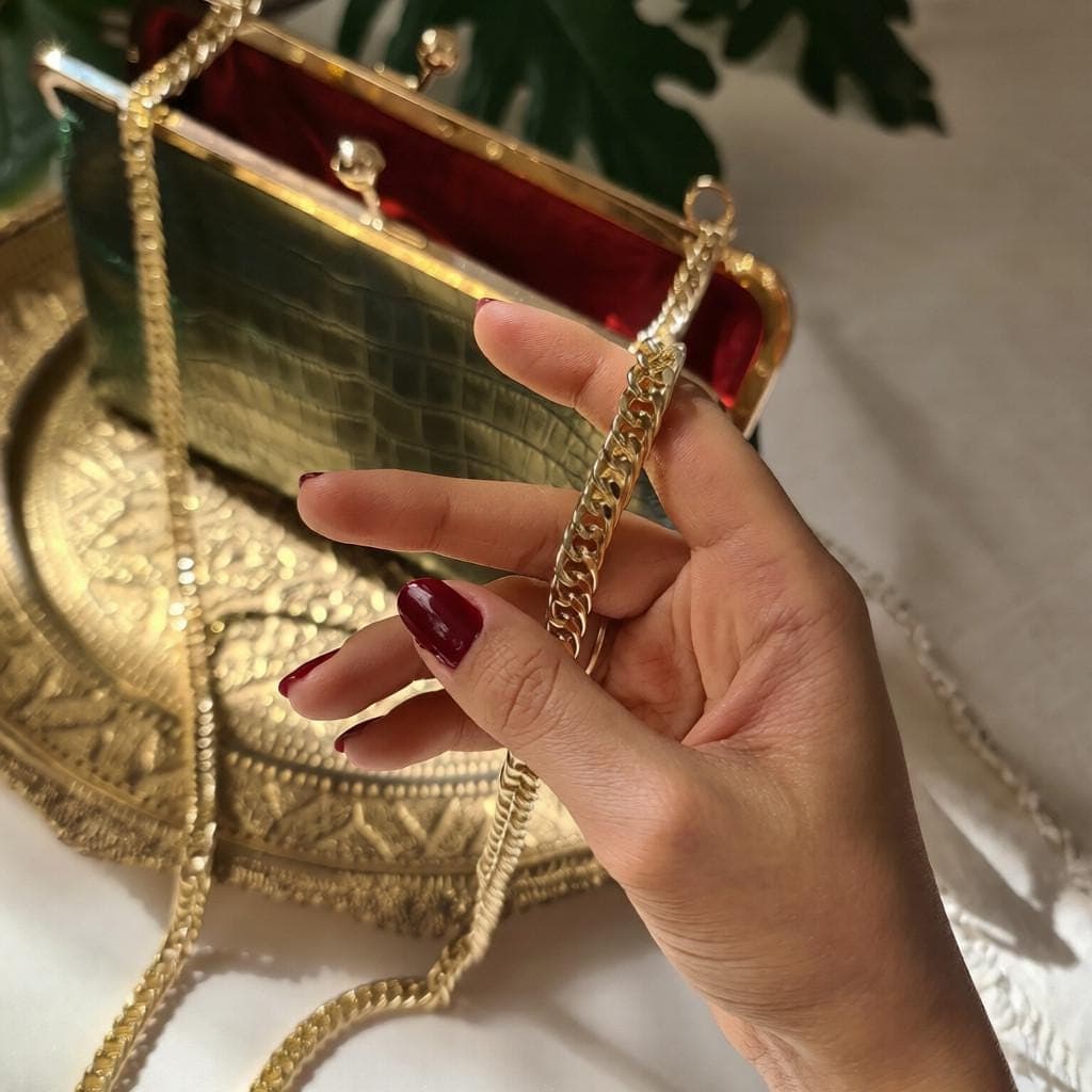 Emerald Green Leather Clutch